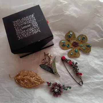 imac 비즈 꽃 모양 브로치 5개 세트 새상품급