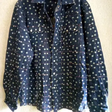 RAGUM 별 패턴 데님 셔츠 긴팔 패치워크