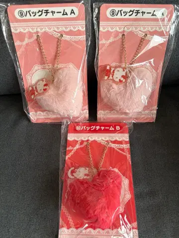 미개봉 새상품 키티 제일복권 마스코트 백참 핑크 빨간색 묶음 판매