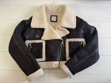 Jiemi 무스탕 코트 블랙/아이보리