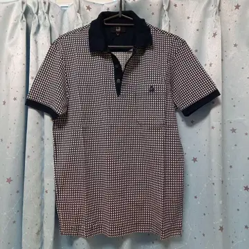 던힐 네이비 화이트 체크 피케 셔츠 S