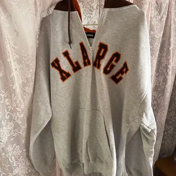 XLARGE 프론트 지퍼 후드티 그레이