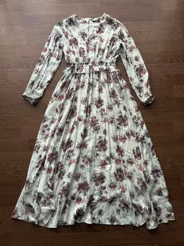 anuaans 플라워 프린트 롱 드레스