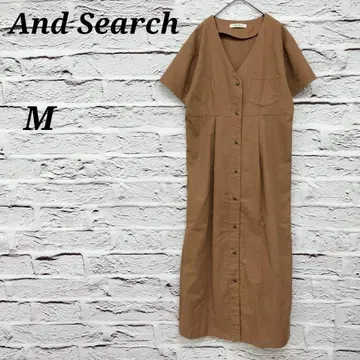 And Search [ M ] 반팔 롱 원피스 V넥 코튼 린넨