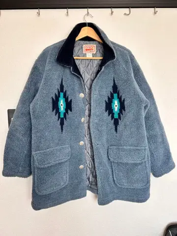 에스닉 패턴 그레이 플리스 자켓