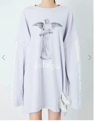 Ank Rouge 고딕 프린트 롱 티셔츠 블루