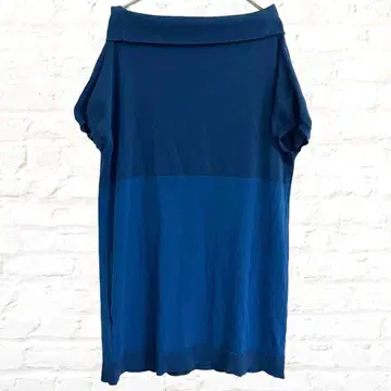 원피스 오프숄더 프렌치 슬리브 미디 기장 바이컬러 라메 블루