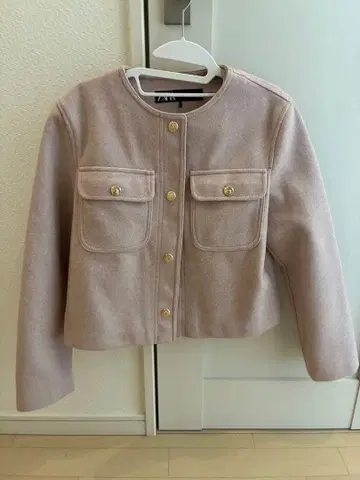 ZARA 핑크 노카라 자켓 미사용 새상품