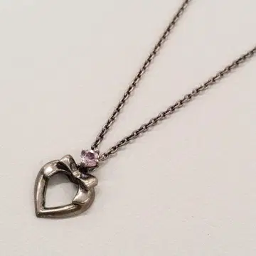 SV925 하트 참 x 크리스탈 목걸이 스톤 포함 G 각인