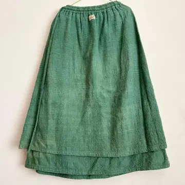 우사토 의류 천연 소재 그린 롱 스커트 초목 염색