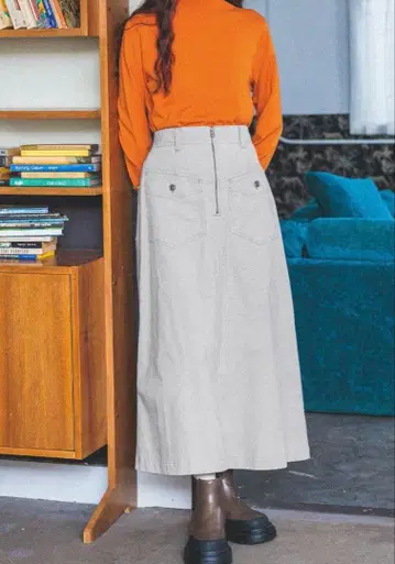 니코앤드 캐러멜 패치 zip 스커트 라이트 그레이 L 사이즈