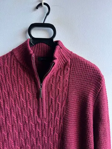 [ 새상품급 ] GOSTAR DE FUGA 케이블 니트 보르도 하프 지퍼