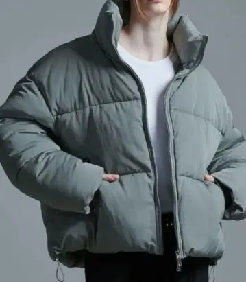 LOOSE 더블 지퍼 하이넥 패딩 자켓 애쉬 그레이 완판