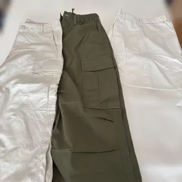 카고 팬츠 세트 M S 사이즈 올리브 그린 화이트