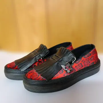 PINKO 핑코 로퍼 플랫슈즈 36 레오파드 무늬 빨간색 블랙