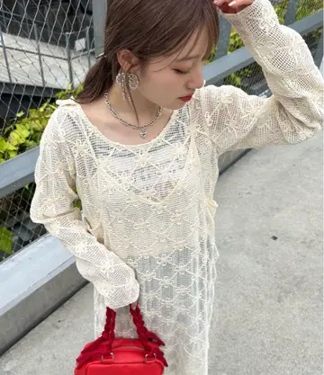 HELLO.SANFRANCISCO 플라워 자수 레이스 상의 포함 원피스