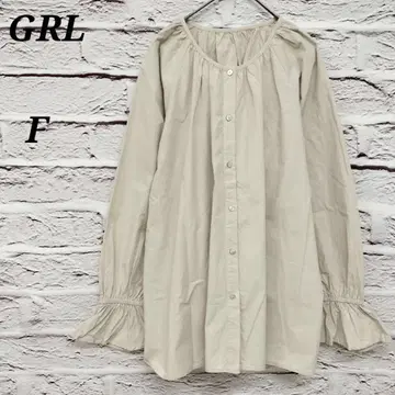 그레일 [ F ] 노카라 긴팔 블라우스 볼륨 슬리브 개더 코튼