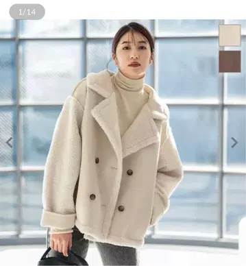 KOBE LETTUCE 페이크 무스탕 보아 자켓 코트 아이보리