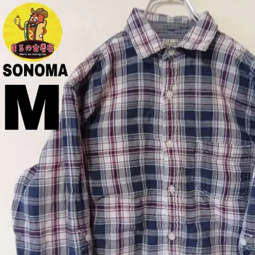 USA 구제 의류 SONOMA 플란넬 셔츠 M 네이비 레드 체크