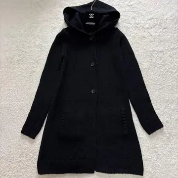 띠어리 럭스 알파카 혼방 후드 부착 롱 가디건 블랙 38