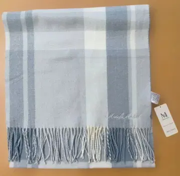 택 포함 새상품 MISCH MASCH 체크 무늬 스톨 대형 블루