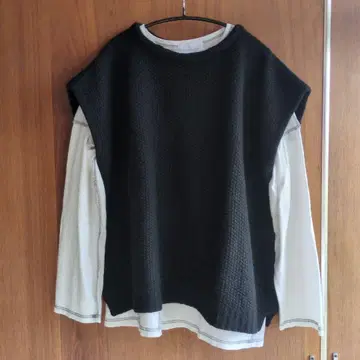 LABORATORY 라보레이토리 팝콘 와이드 니트 베스트