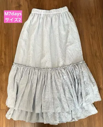 플레어 스커트 색스 블루 M 7days 미사용