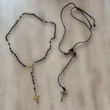 블랙과 금의 십자가 목걸이 2종 로사리오