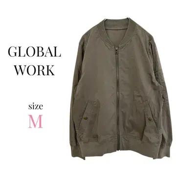 글로벌 워크 [ M ] MA-1 밀리터리 자켓 집업 얇은 소재 카키