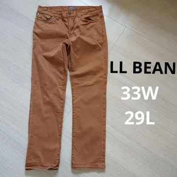 LLBean 슬림 스트레이트 브라운 팬츠 남성용 33 청바지 브라운