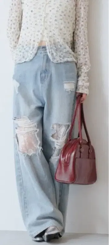 [ Kastane ] 레이스 데님 팬츠 (허리 사이즈 조절 가능)