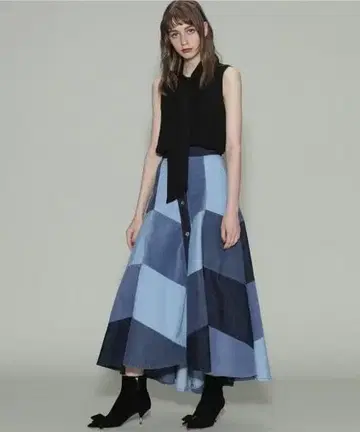 미사용 새상품 구하기 어려움 데님 패치워크 스커트