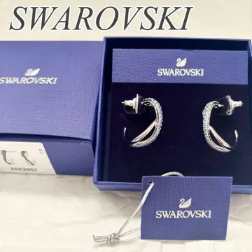 [ 미사용 ] 스와로브스키 TWIST 디자인 후프 귀걸이 블루 계열