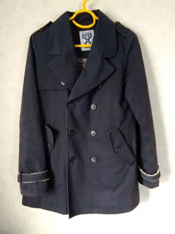 엑스걸 네이비 더블 브레스트 피 코트 M