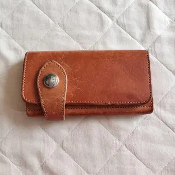 ALZUNI 가죽 버튼 장지갑 브라운