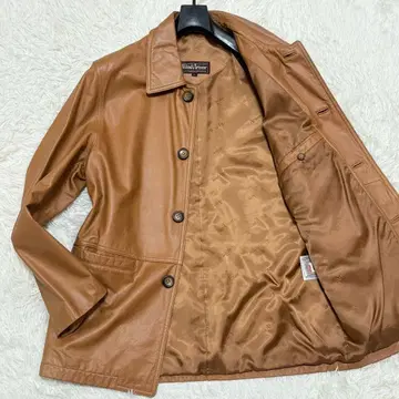 컨디션 최상 윈드아머 니치와 카멜 브라운 가죽 코트 소가죽