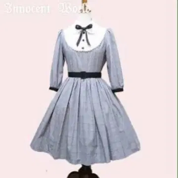 이노센트 월드 타탄 체크 장미 레이스 원피스