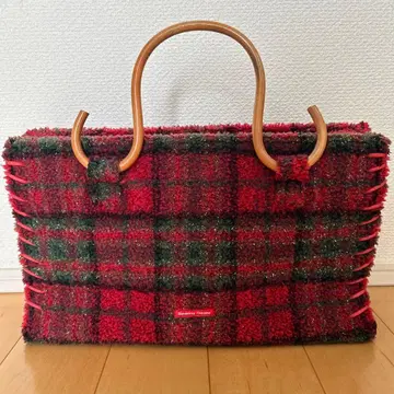 사만사 타바사 핸드백 빨간색 체크 겨울