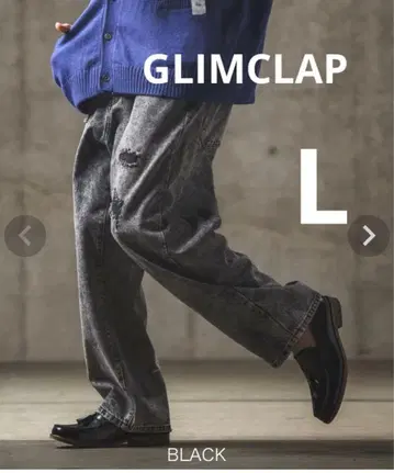 GLIMCLAP 와이드 스트레이트 팬츠 데님 팬츠 L