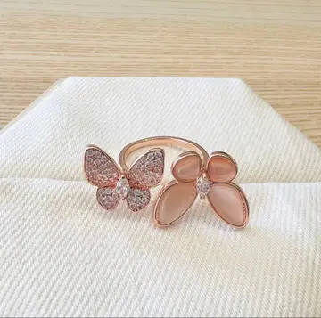 버터플라이 핑크 골드 반지
