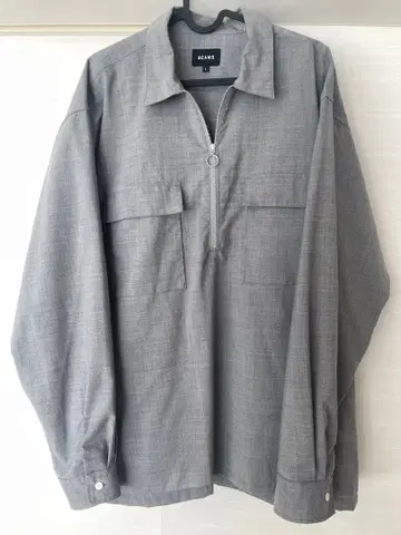 BEAMS 그레이 하프 지퍼 긴팔 셔츠 L