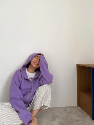 택 포함 새상품 Volume Sweat Zip 후디 퍼플 후드티