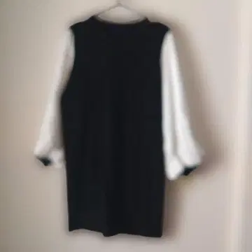 벌룬 슬리브 미니 원피스 블랙 화이트 튜닉