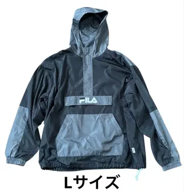 FILA 나일론 자켓 아노락 L 블랙 그레이 자수 로고