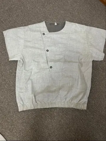 90s 00s 그레이 반팔 셔츠 버튼 디테일 빈티지