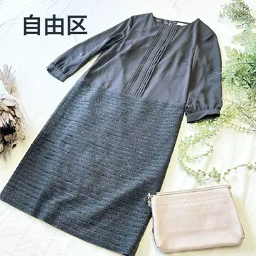 자유구 트위드 스커트 원피스 블랙 38 M 수험 구혼활동 포멀