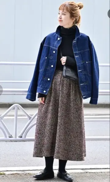 플레어 스커트 트위드풍 FREE 사이즈 [미사용 새상품]