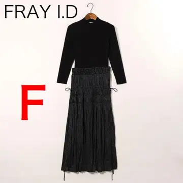 H3425-96 프레이 아이디 플리츠 셔링 니트 콤비 원피스