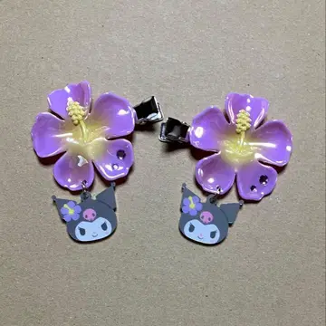 산리오 쿠로미 헤어 클립 세트 두근두근 헤이세이 코갸루 하이비스커스