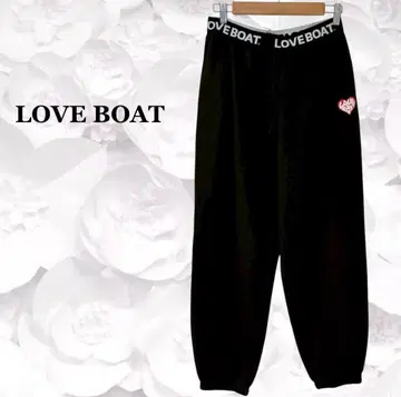 [러브보트] 맨투맨 팬츠 [F] 블랙 블랙 허리밴딩 원포인트